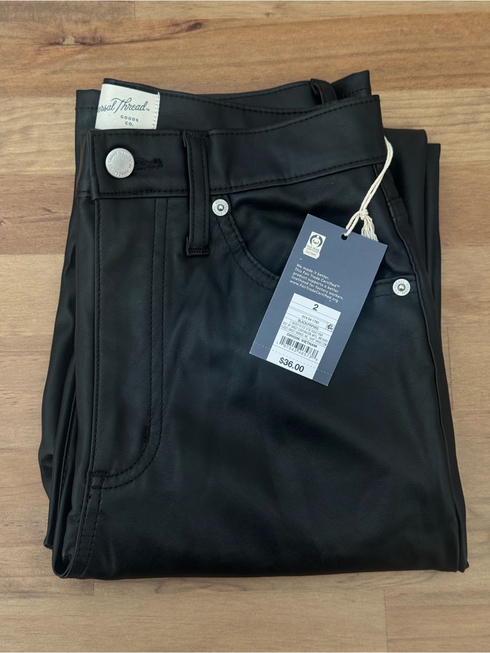 Universal Thread Black Slim Faux Leather Jeans